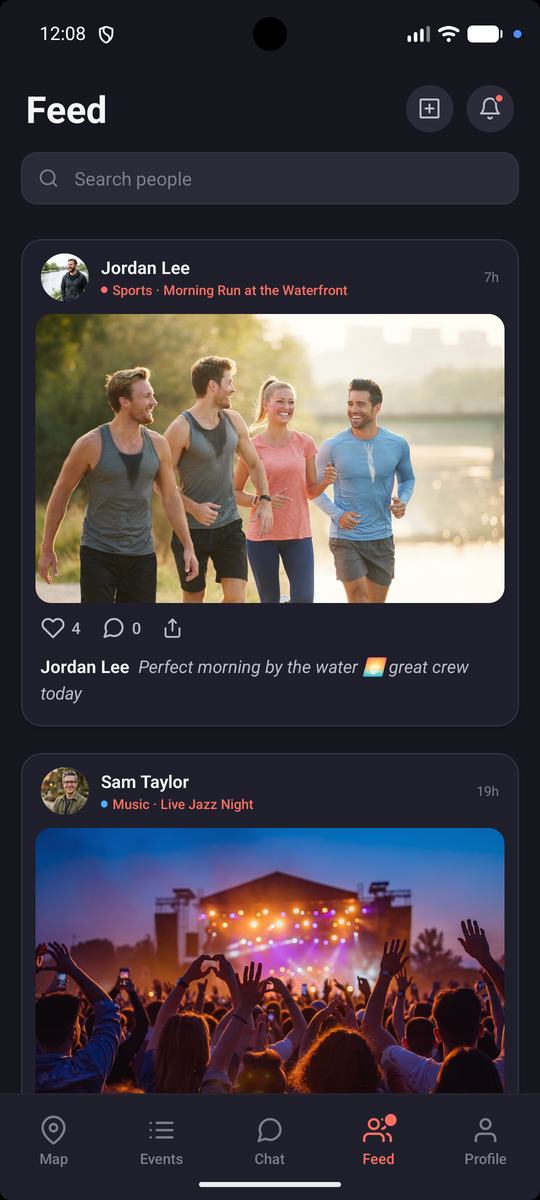 Feed in dark theme